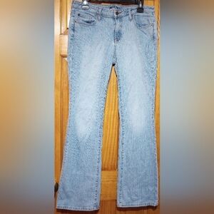 Apt 9 Women's Blue Flare Wide Leg Jeans with Light Wash, Size 10